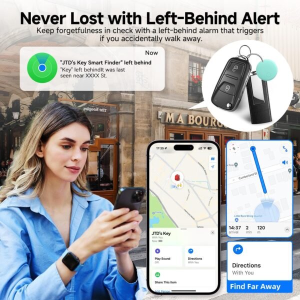 4 Pack Air Tracker Tag Item Finders Work for Apple Find My (iOS Only) IP68 Waterproof Smart Tag Bluetooth Tracker Item Finder for Key, Backpack, Wallet - Image 4