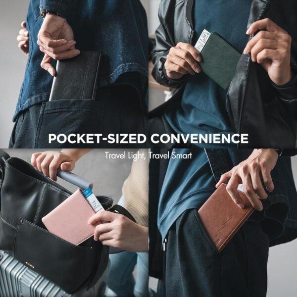 VULKIT Passport Holder for Travel, Rfid Blocking Passport Cover, Slim Travel Wallet for Men & Women, Cognac Brown - Image 4
