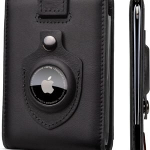 SERMAN BRANDS RFID Blocking Slim Bifold Genuine Leather Minimalist Front Pocket Wallets for Men with Money Clip Thin Mens