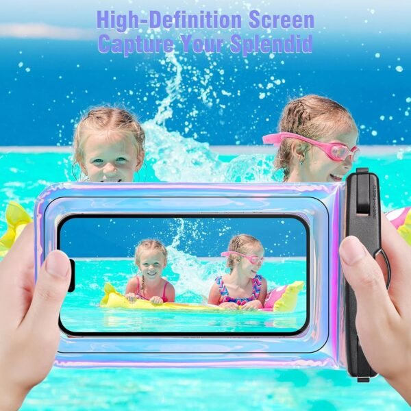 Waterproof Phone Pouch Floating - Waterproof Phone Case- Float Cell Phone Dry Bag for iPhone 15 14 13 12 11 Pro Max, Galaxy S24 S23 S22 Ultra Google, Up to 7.5" Phones -Dazzling Colorful Purple - Image 5
