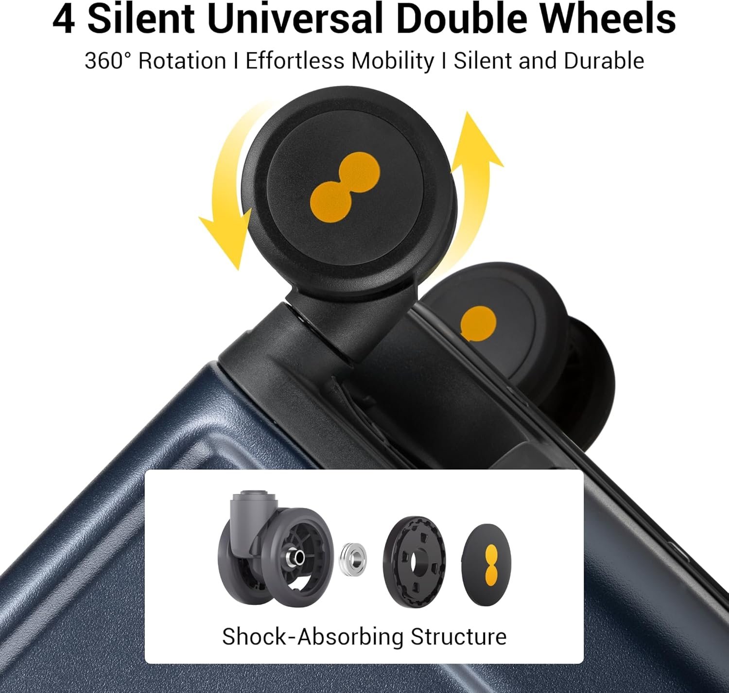 LEVEL8 Zipperless Checked Luggage with Aluminum Frame, Upgraded Medium Hardside Suitcase with Spinner Wheels, Metal Travel Luggage with Double Tsa Locks, 24 Inch, Blue - Image 4