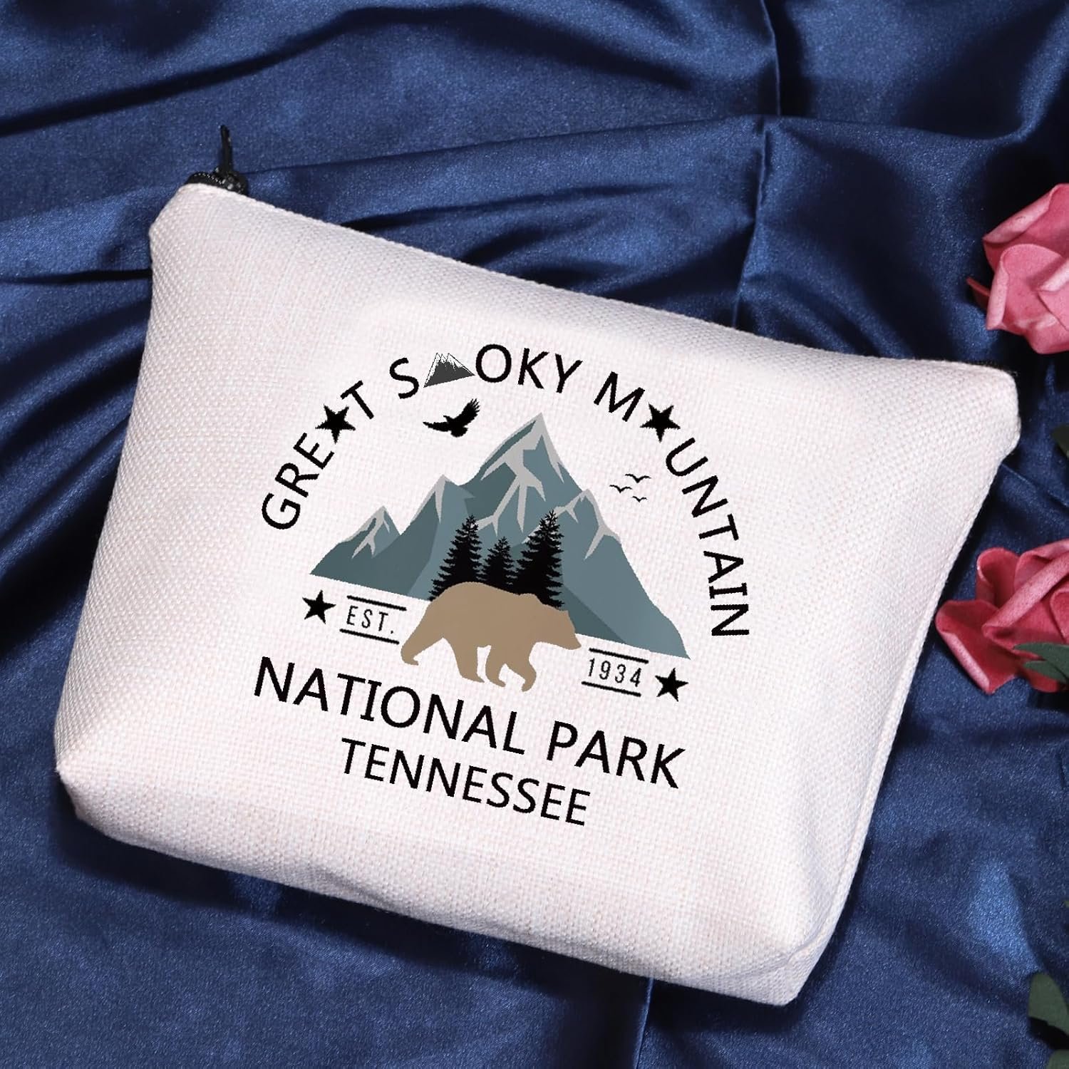 POFULL Retro National Park Gift National Park Cosmetic Bag Black Bear Hiking Gift (GREAT SMOKY bag) - Image 7