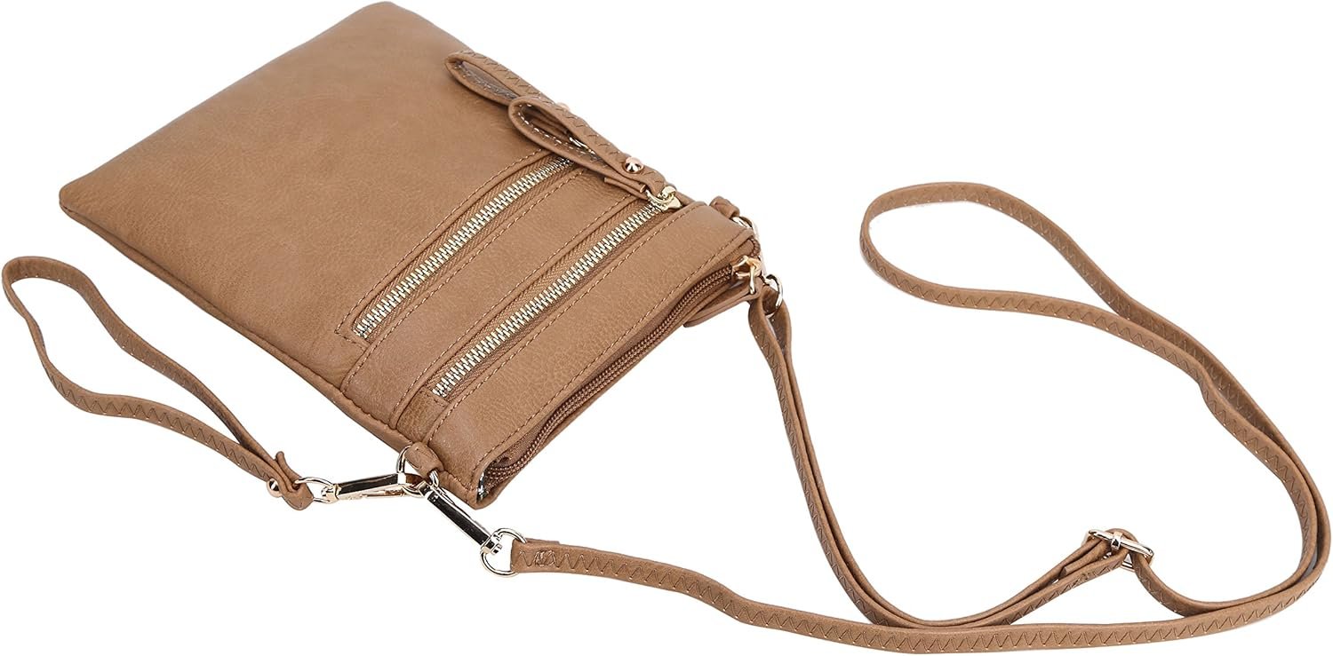 Solene Small Crossbody Bag for Women, Multi Zip Pockets with Detachable Wristlet, Lightweight Travel Purse, Cell Phone Pouch - Image 4