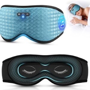 3D Sleep Mask with Bluetooth Headphones, Sleeping Headphones for Side Sleepers, Zero Eye Pressure, Adjustable Sleep Eye Mask, Ultra-Thin Stereo Speakers Perfect for Sleeping-Peacock Blue