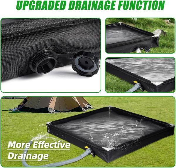 Portable Shower Base, 32"x32"x4" Foldable Camping Shower Pan with Upgraded Detachable Drain Pipe and Mesh Bag, Collapsible Shower Basin for Outdoor, Tent, RV, Beach, Shower Stall Enclosures, Indoor - Image 5