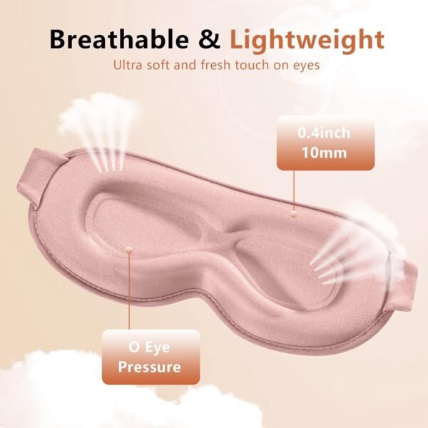 Sleep Mask for Side Sleeper Women Men, Eye Mask for Sleeping Light Blocking, 3D Contoured Cup Sleeping Mask, Soft Breathable Sleep Eye Mask with Adjustable Elastic Strap for Travel - Image 4