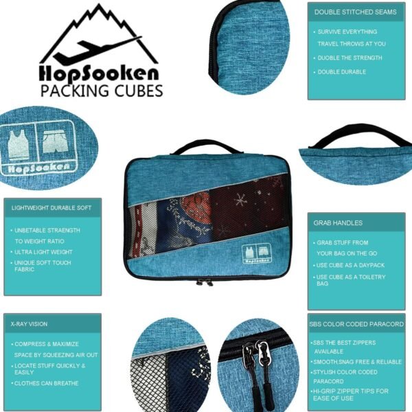 5 Set Packing Cubes for Travel Large Suitcase Luggage Organizer Bags Travel Accessories Vacation 4 Cubes 1 Laundry Pouch Bag - Image 6