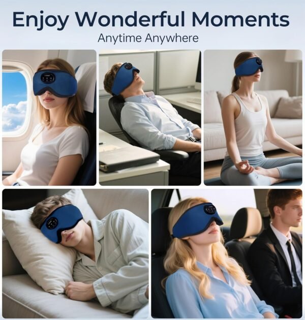 LC-dolida 5.2 Bluetooth Sleep Mask with White Noise,Sleep Headphones,Bluetooth Wireless Music Eye Mask, Ideal for Travel, Night Work, Side Sleeping and Office Use for Both Men and Women(Dusty Cyan) - Image 9
