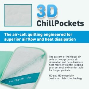 INSPECTOR TAIL 3D ChillPocket Cooling Mat for Dog + String Bag Pack/Air-Cells for Better Airflow/Washable & Portable Pet Soft Pad for Indoor or Outdoor Blanket for Kennel Sofa Bed Floor Car