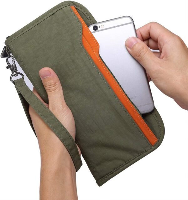 ZOPPEN Passport Holder Family RFID Passport Wallet, Passport Holder Women/Men, Travel Wallet Documents Organizer Zipper Case with Removable Wristlet Strap, Travel Essentials for Flying - Image 4
