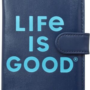 Life is Good Travel Passport Cover – Anti-Theft Passport Holder Wallet with Interior Card Slots, Magnetic Snap Closure, Size One Size, Navy