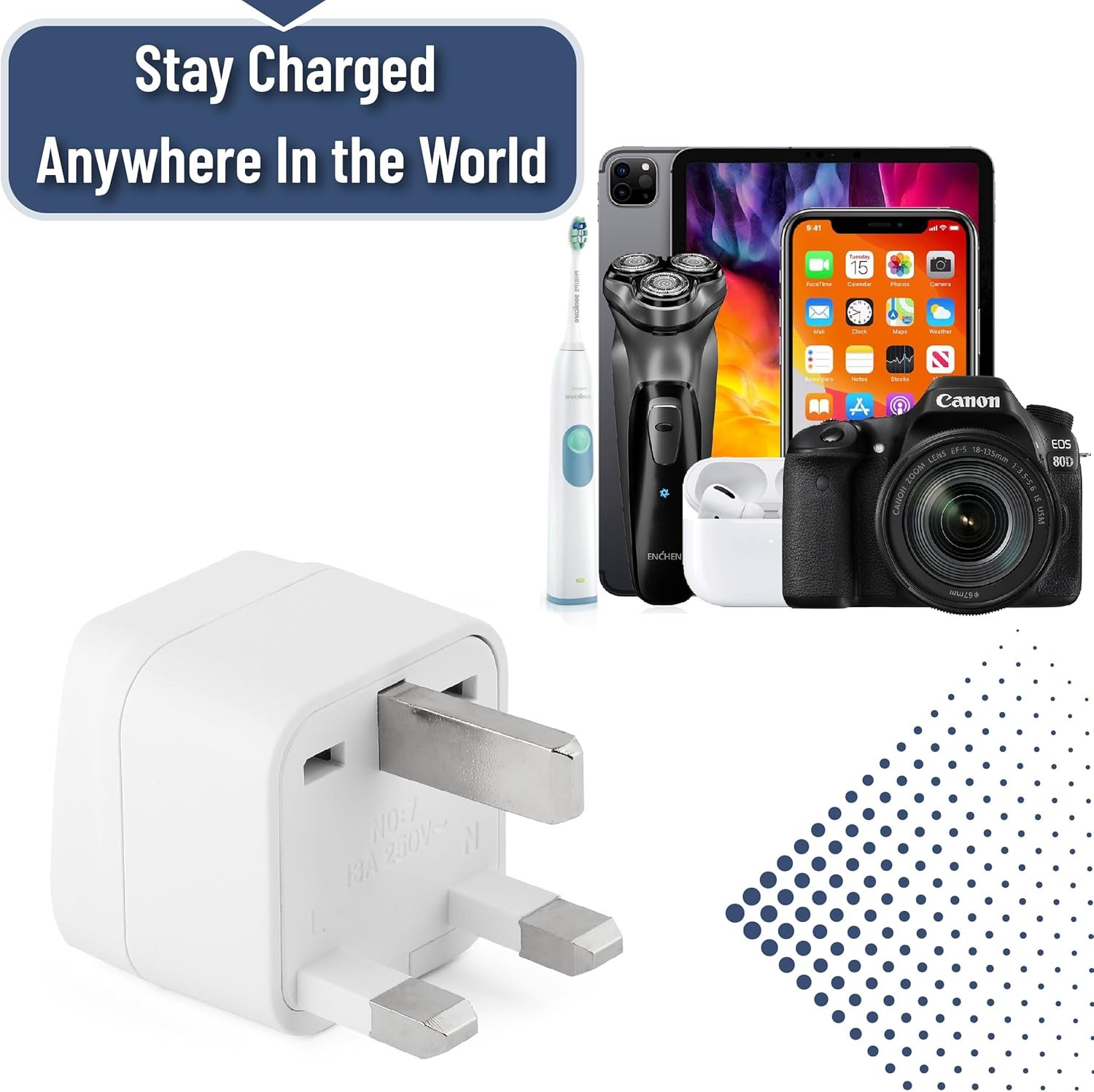 Bates- US to UK Plug Adapter, 2 Pack, White Type G Adapter for Travel, UK Power Adapter, UK Adapter Plug, Ireland Plug Adapter for London Plug, UK Adapters for Travel, England Travel Plug Adapter - Image 6