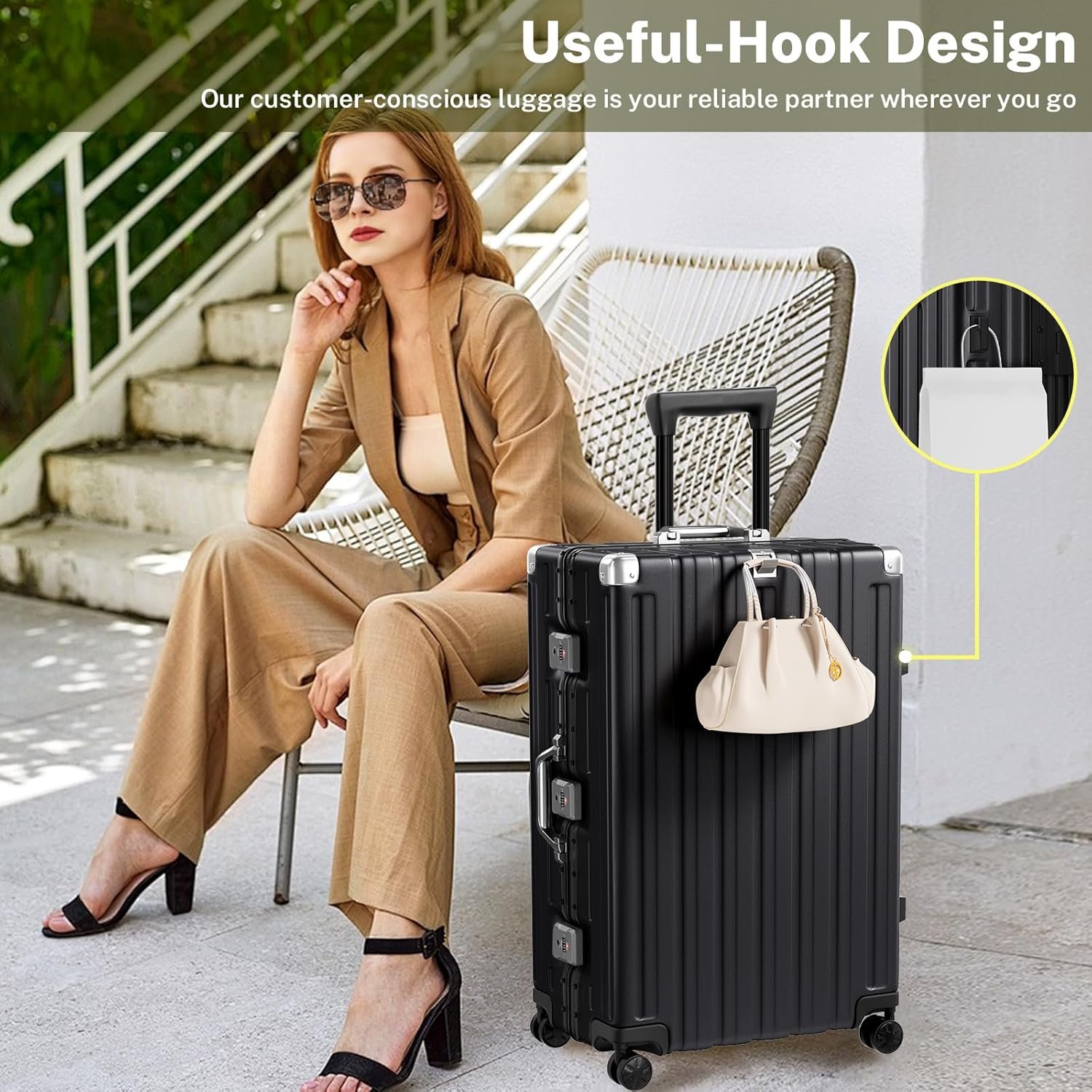 Krute Carry On Luggage 20 inch Aluminum Frame Suitcase with Spinner Wheels No Zipper Hardshell PC+ABS Luggages TSA Lock Zipperless Suitcases - Image 5