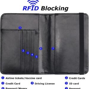 Herain Passport Holder Wallet Cover Case for Men Women Family, Metal US Badge Passport Book Holers with RFID Blocking, Travel Essentials Cruise Must Haves