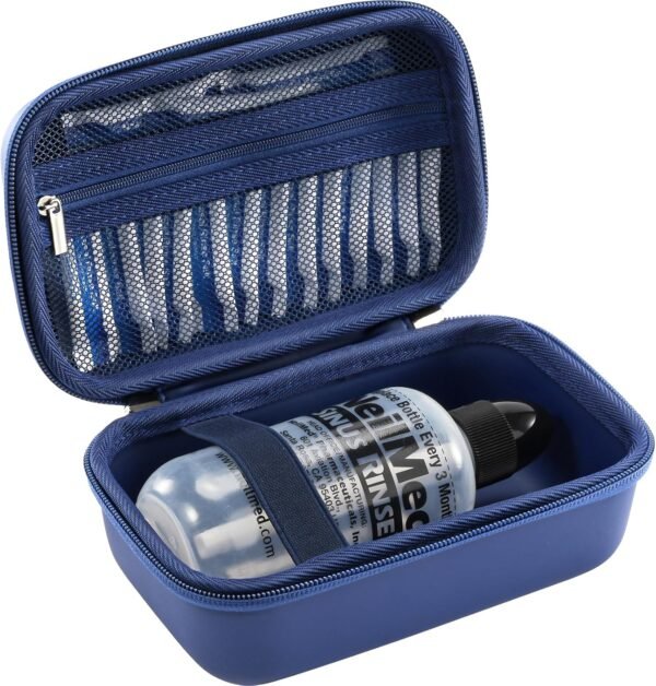 ProCase Travel Case for NeilMed Sinus Rinse Packets, Carrying Bag for Maoever Neti Pot Nasal Rinse, Portable Case for Sinus Rinse Bottle and Nasal Wash Salt Packets or Nose Cleaner Kit -Navy