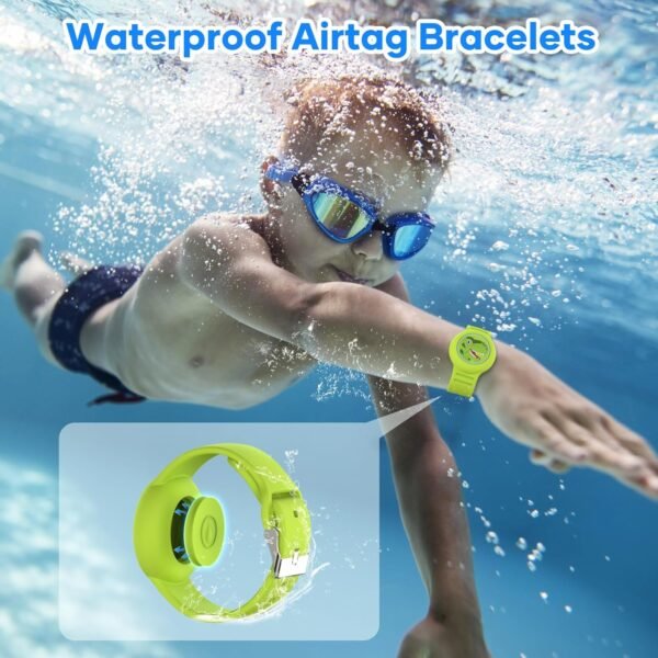 for Airtag Bracelets for Kids Waterproof - (4 Pack) Soft Silicone Air Tag Hidden Wristband, Lightweight GPS Tracker Compatible with Apple AirTag Watch Band for Child Cartoon - Image 3