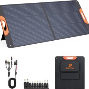 110 Watt Portable Solar Panel,Road Trip Essentials,18.6V Foldable Solar Panel Charger for Power Station,23.5% High Efficiency IP67 Waterproof 2 Kickstands for Camping RV Hurricane Blackout