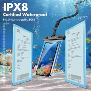 UNBREAKcable Waterproof Phone Pouch-2 Pack IPX8 Waterproof Phone Case for iPhone 16 15 14 13 12 11 Pro Max & Samsung S25 S24 S23-Dry Bag & Travel Essentials for Beach, Pool, Kayak & Cruise-7″