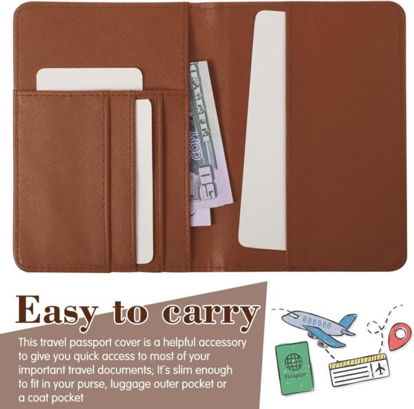 Frienda 2 Pieces Bridal Passport Covers Holder Waterproof Leather Holder Covers Travel Wallet Passport Case for Women and Men - Image 4
