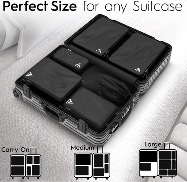 8 Set/4 Set Deluxe Compression Packing Cubes Travel - Maximize Space In Luggage With Patented HybridMax Double Capacity Design, Luxury Compressible Packing Cubes For Travel, Large, Small, & Medium - Image 3