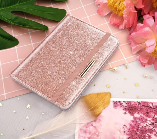 Passport and Vaccine Card Holder,Traveling Passport Cover with CDC Vaccination Card Slot RFID Blocking Passport Wallet for Women and Men, Glitter Rose Gold - Image 8