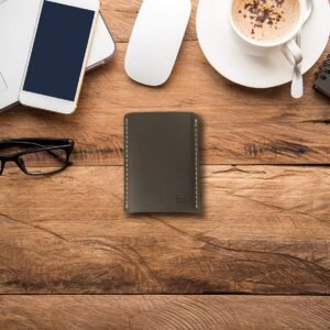 Slim Leather Wallet – Minimalist Card Holder for Men & Women – Front Pocket Design – Easy Card Access by Bottom Push – Premium Leather – Full Protection (Brown)