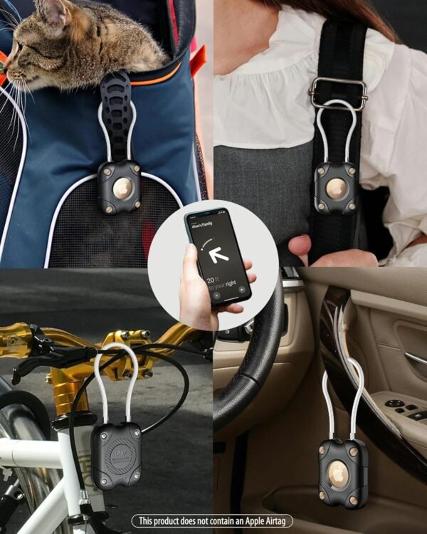 4 Pack Airtag Holder with Wire Cable, Secure Lock Airtag Keychain,IPX7 Waterproof,360°Hard Protective Air Tag Case Holder for Apple Air tag for Key Chain,Key Ring,Car,Luggage - Image 8