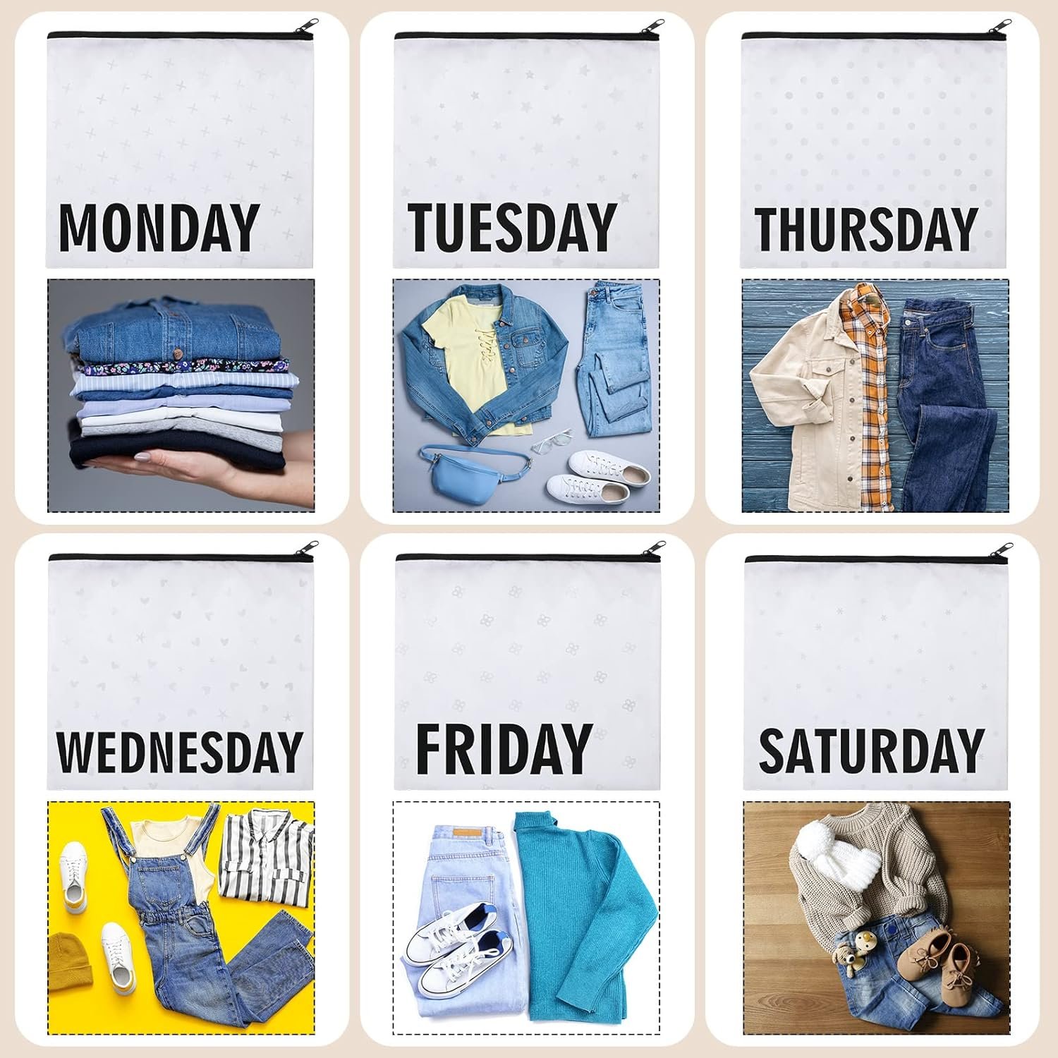 Oudain Packing Cubes Kids and Baby Travel Organizer Pouches Suitcases and Luggage Travel Accessories for Boys and Girls Summer Camp, Cruise, and Family Vacations, Days of Week - Image 4