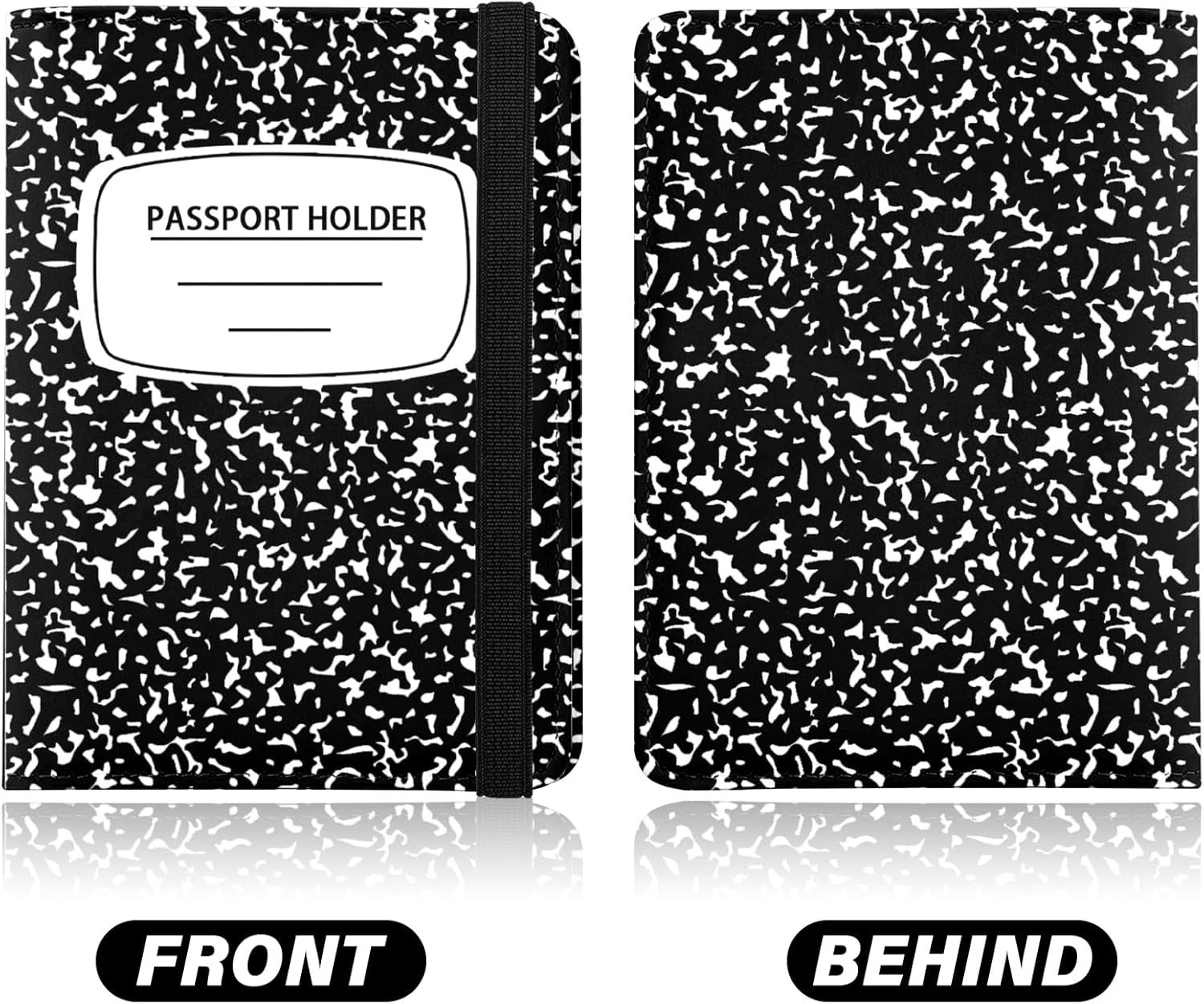 Cute Passport Holder and Holder Combo Passport Cover with Compatible Wallet Credit Card Protector RFID Blocking Women Men (Black) - Image 4