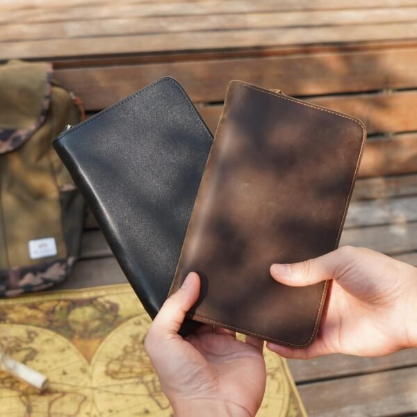 Polare Full Grain Leather Passport Holder Cover Case for Men RFID Blocking Travel Wallet Holds 4 Passports (Dark Brown) - Image 3