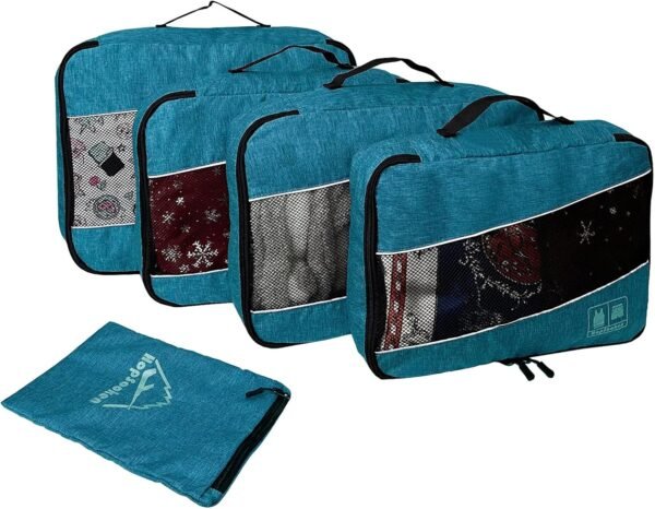 5 Set Packing Cubes for Travel Large Suitcase Luggage Organizer Bags Travel Accessories Vacation 4 Cubes 1 Laundry Pouch Bag - Image 3