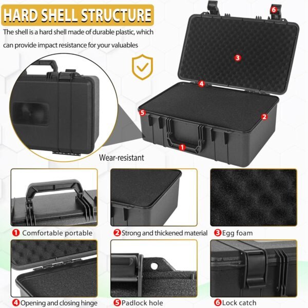 Protective Hard Case Shockproof Water-resistant with Customized DIY Foam fit for Camera, etc,17.3 X 11.5 X 6.5-Inch - Image 6