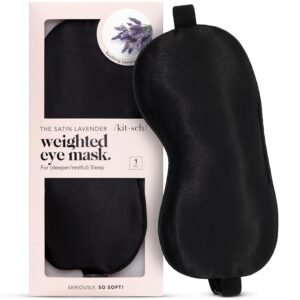 Kitsch Weighted Satin Sleep Mask – Weighted Eye Mask for Sleeping and Travel – Lavender Sleeping Mask for Women and Men – Light Blocking, Adjustable Strap, Ultra-Soft (4.1oz/116g)