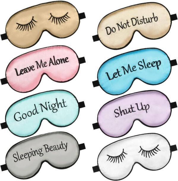 8 Pieces Sleep Mask Silk Eye Mask with Adjustable Strap Soft Blackout Blindfold Eye Cover for Women Men Full Night's Sleep, Travel, Nap, Meditation(Elegant Colors)