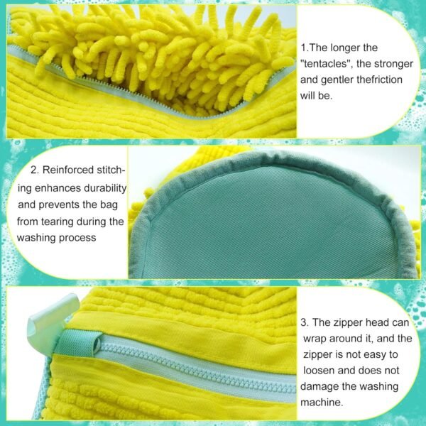 Shoe washing machine bag, Laundry shoe bag for washer and dryer, Reusable Zipper Plush Sneaker Washing Machine Bag for Shoes, Gym, Tennis, Sports Delicate Yellow 2 pc - Image 5