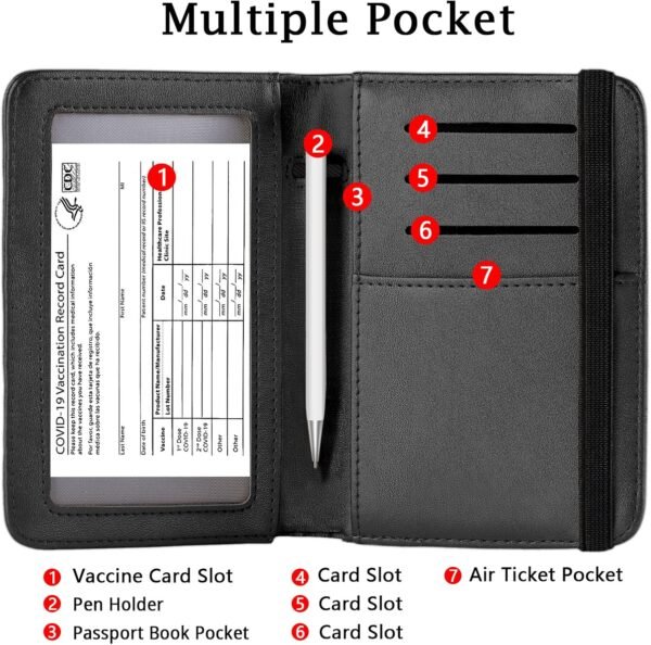 ZOPPEN Passport Holder Wallet, Passport Cover Travel Wallet Women Travel Essentials Accessories Document Organizer Travel Must Haves Rfid Blocking Cover Case for Women and Men, Black - Image 6
