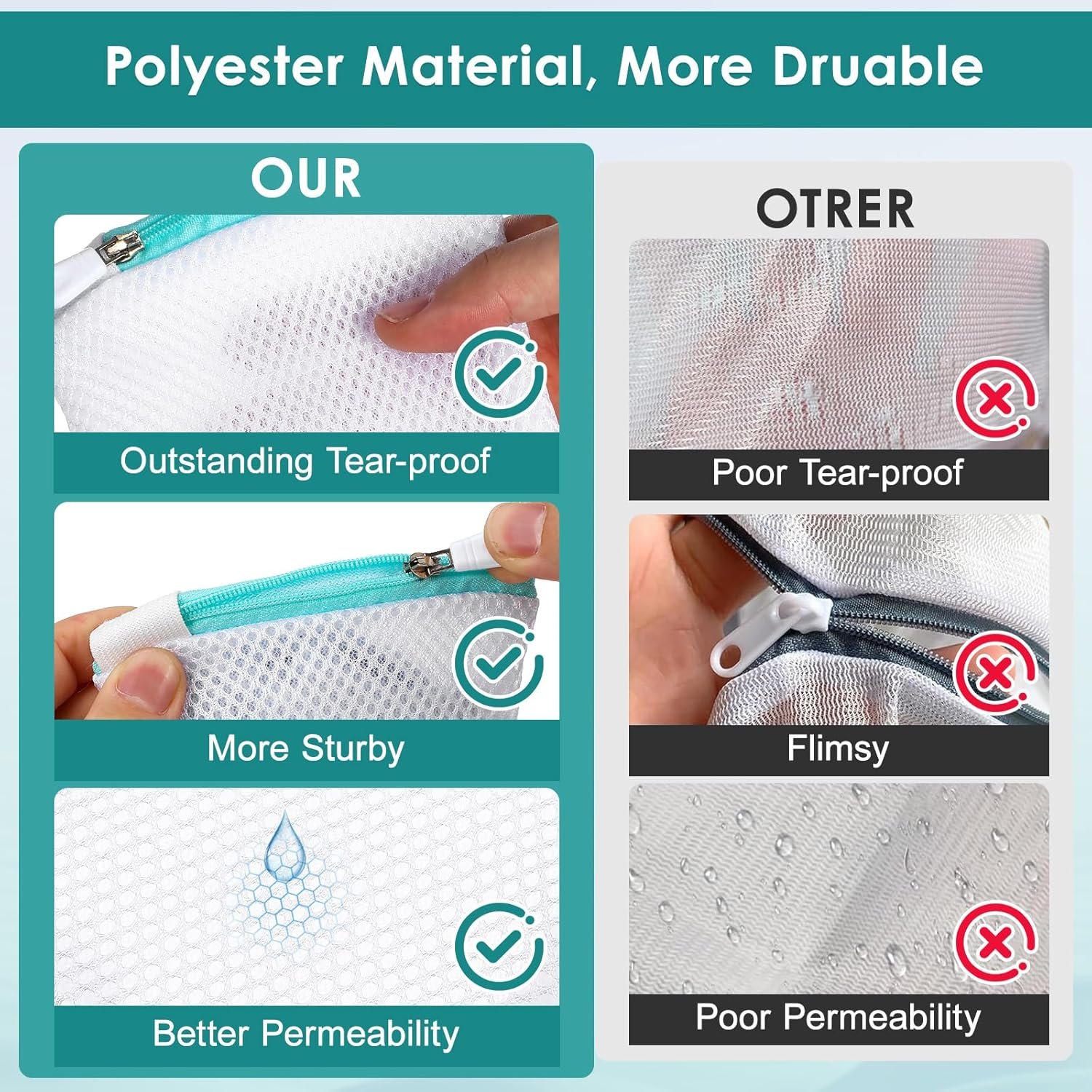 6pcs Laundry Bag Mesh Wash Bag Mini Washing Machine Underwear Washing Bag Wash Bags Protecting Wash Bag Foldable Wash Bag Laundry Pouch Travel Sandwich Mesh Laundry Mesh Bag Bra - Image 4