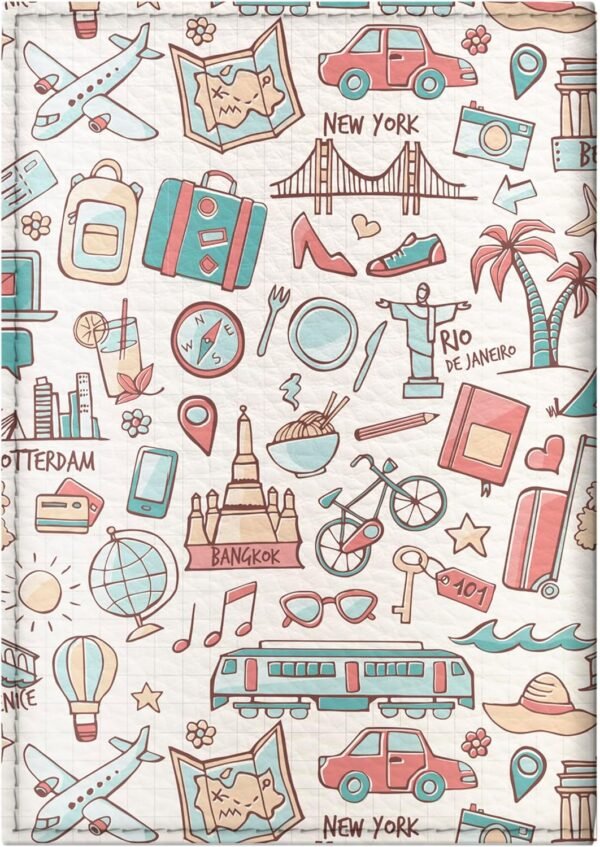 Passport Cover for Kids, Women and Men, Cute Travel Passport Holder (Light Travel Pattern) - Image 3