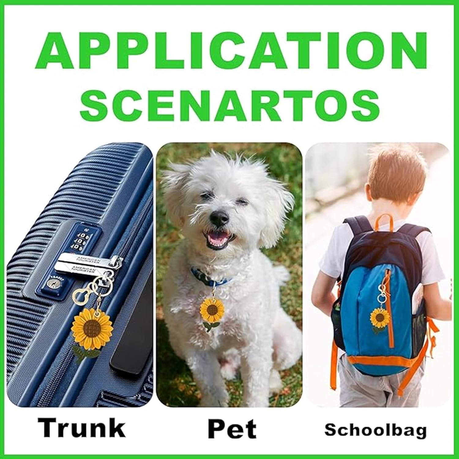 Leather Keychain Holder Case Compatible with AirTag,Cute Protective Apple Air Tag Cover with Keychain Ring,Anti-Scratch Finder GPS Tracker Case for Wallet Keys,Bag,Pets(Sunflower) - Image 6