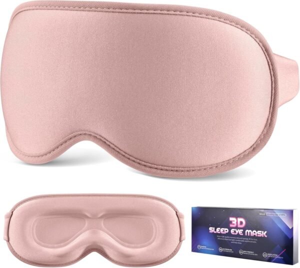 Sleep Mask for Side Sleeper Women Men, Eye Mask for Sleeping Light Blocking, 3D Contoured Cup Sleeping Mask, Soft Breathable Sleep Eye Mask with Adjustable Elastic Strap for Travel
