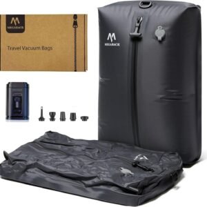 Vacuum Bags for Travel, IP67 Reusable Vacuum Seal Bags for Clothing with Electric Pump, Vacuum Seal Packing cube for Suitcases, Backpack & Travel (2PC+Pump)