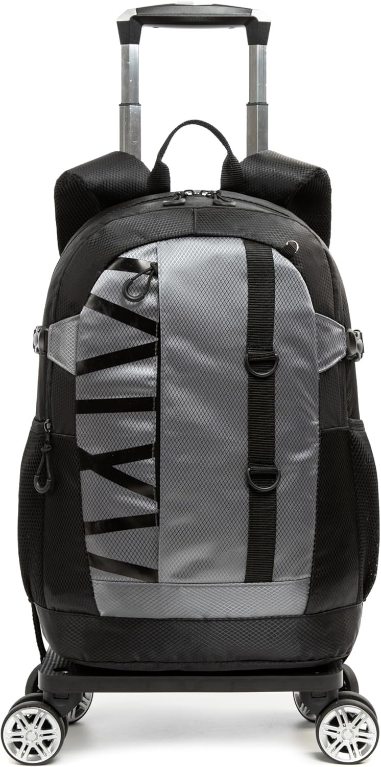 Rolling Backpack with Wheels for Boys Roller Wheels Backpacks Big Kids Laptop Luggage Travel Suitcase for Teen Boys