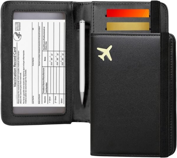 ZOPPEN Passport Holder Wallet, Passport Cover Travel Wallet Women Travel Essentials Accessories Document Organizer Travel Must Haves Rfid Blocking Cover Case for Women and Men, Black - Image 7