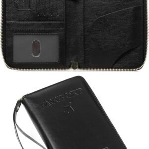 Leather RFID Blocking Passport Holder Travel Wallet, Passport Cover/Travel Wallet for Women/Men with