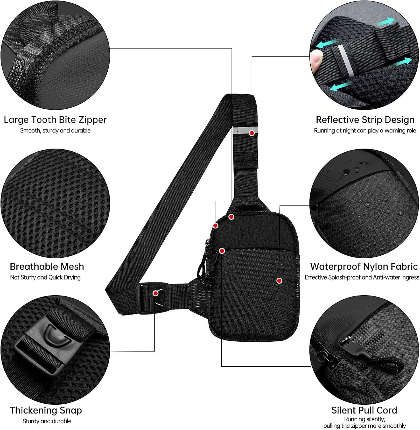 Long Keeper Mini Sling Bag - Men Women Small Waterproof Crossbody Bag Casual Phone Chest Bag for Travelling Hiking - Image 4