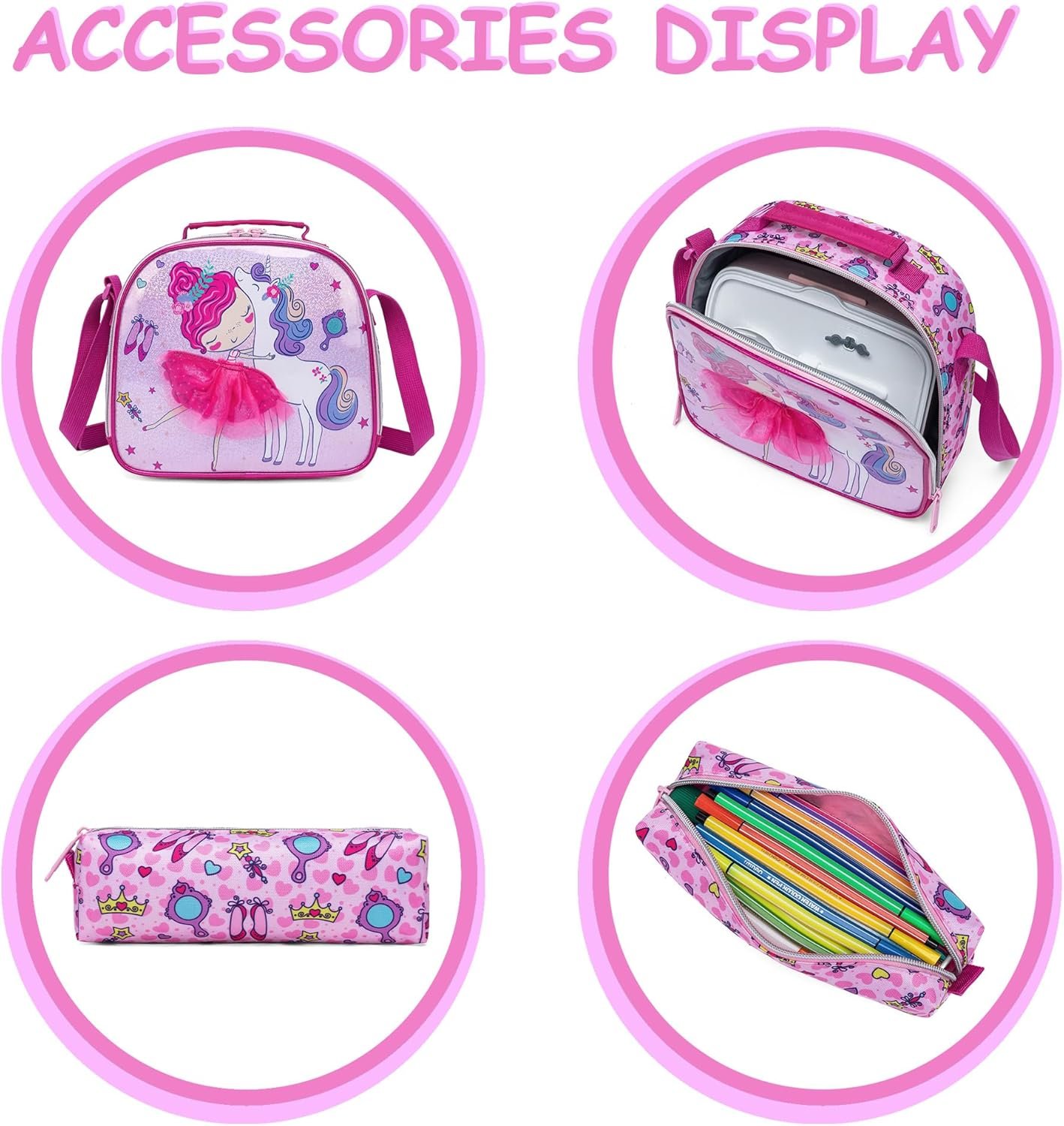 Girls Rolling Backpack Kids Trolley School Bag with Wheels Roller Backpacks for Girls 10-12 School Rolling Backpack for Kids with Lunch Box Pencil Case - Image 5