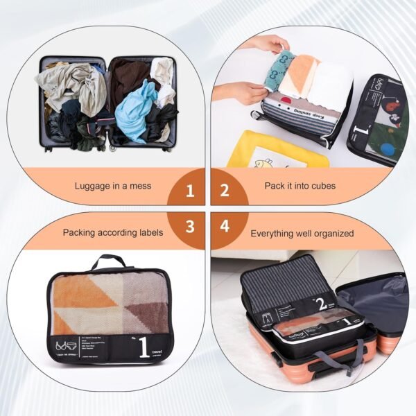 Luggage Organizer Bags For Travel - 4 Set Of Packing Cube for Suitcases - Packing Cubes For Travel-Packing Cubes For Carry On Suitcase Luggage(4 black) (4 Black) - Image 4