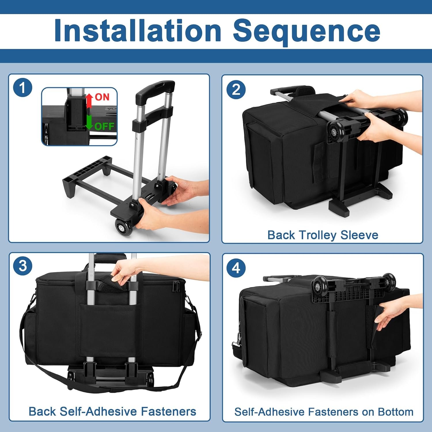 Large Rolling DJ Cable Bag, Padded Gig Bag with Detachable Trolley & Divider, Music Gear Case with Multi Pockets for 15.6" Laptop, DJ Gear, Musical Instrument, Sound Equipment Storage - Image 5
