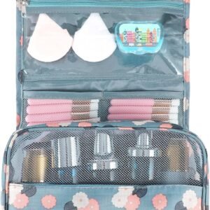Pengxiaomei Toiletry Bag, Waterproof Hanging Cosmetic Bag Portable Travel Makeup Pouch Multifunction Handle Travel Toiletry Bag Organizer with Hook for Women Girls(Blue)