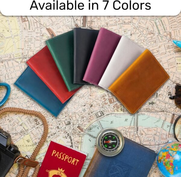 HIFA Leather Passport Holder, Handmade Passport Cover with Card and Ticket Slot - Genuine Leather, Elegant Design, Easy Access - Passport Case, Passport Wallet, Passport Holder - Image 9